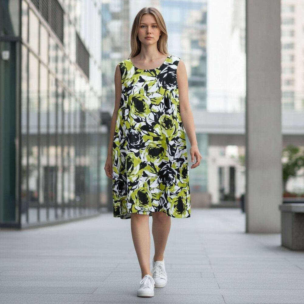 Ronni Nicole Sheath Dress Women's Size 22W  Green Black  Floral Sleeveless